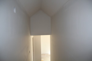 Angled drywall hallway